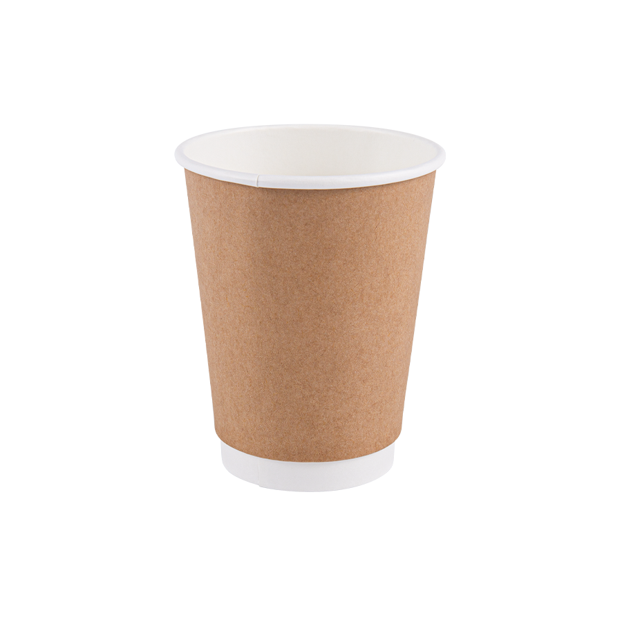Gobelet en papier kraft à double paroi de 8 oz avec revêtement sans plastique compostable à domicile et isolation thermique