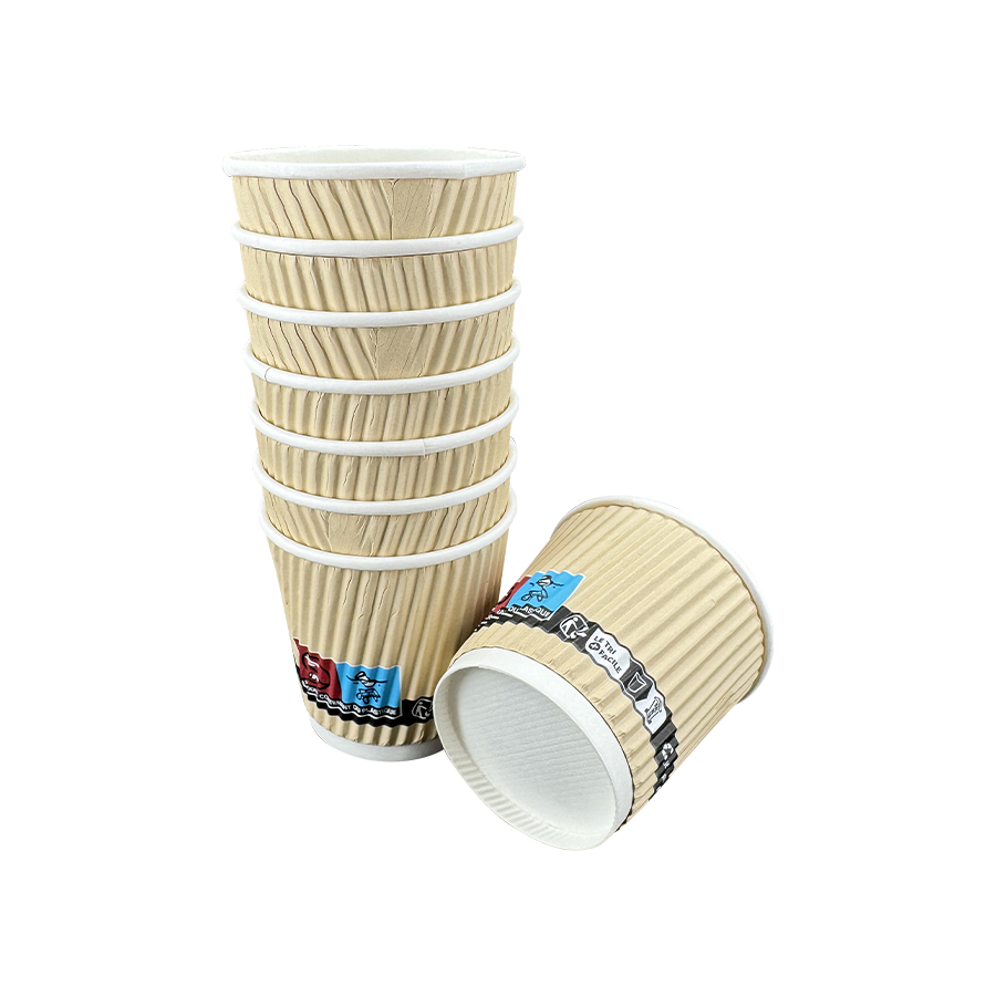 tasses de papier de café isolées jetables de mur de l'ondulation 4oz